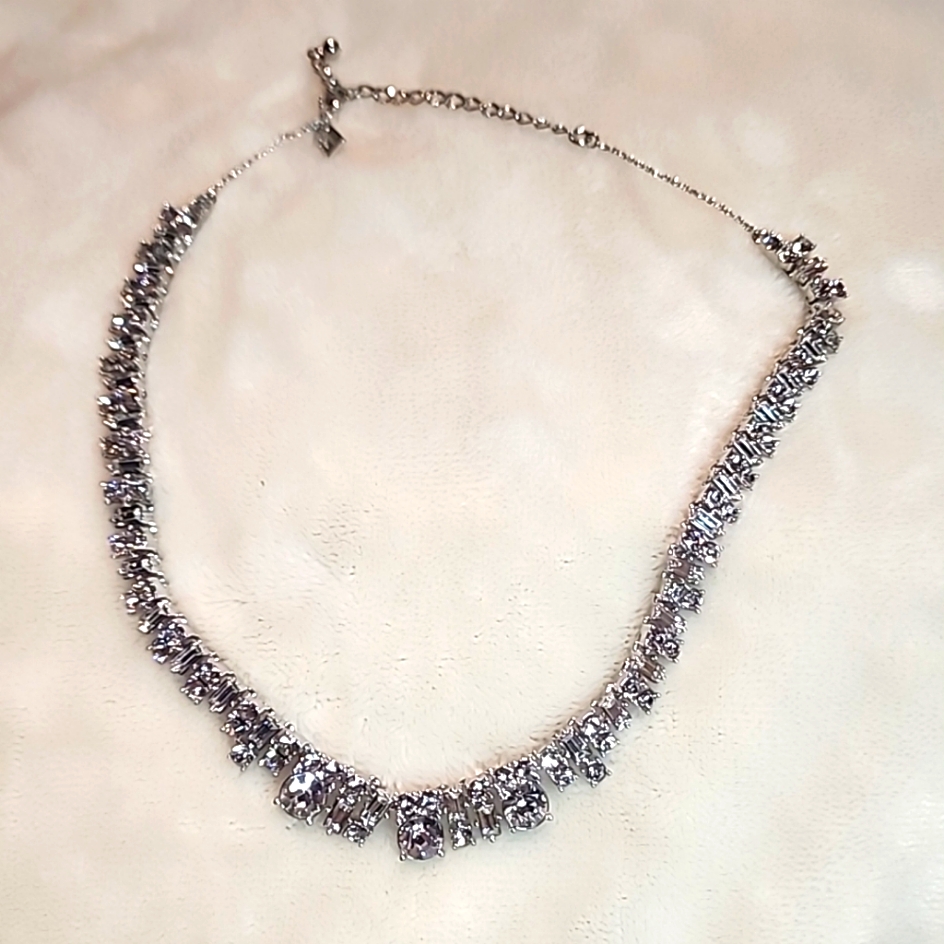 Nwot Womens Kate Spade New York Elegant Crystal Choker Necklace Silver Tone 135$